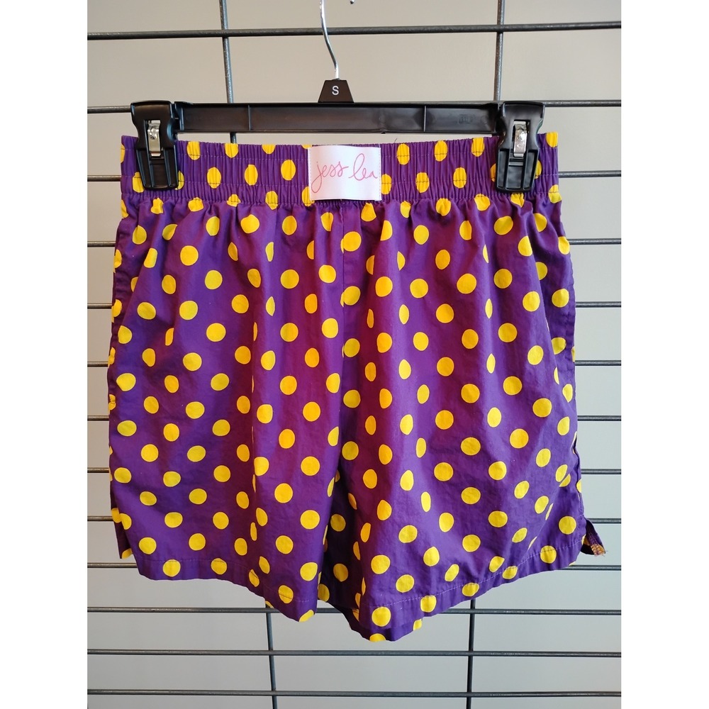 Jess Lea Purple Yellow Polka Dot Elastic Waist Shorts Small LSU